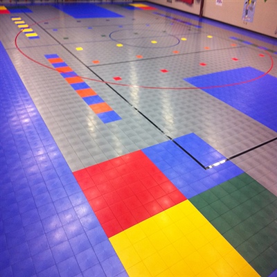 Multipurpose indoor sport court with multiple floor markings for different activities in Richfield.