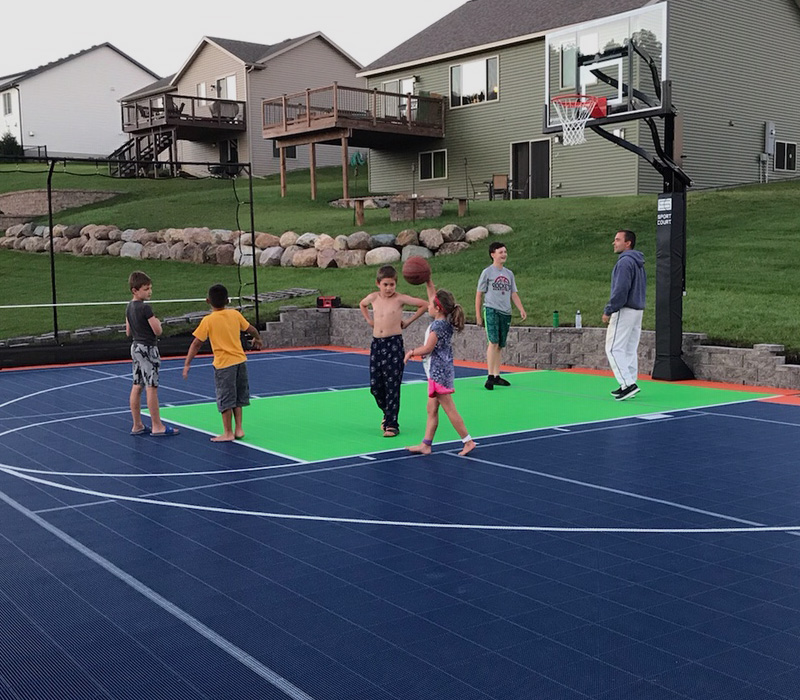 Premium Photo  Two players in the center of the basketball field on  outdoor court.